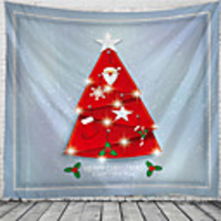 Christmas Santa Claus Holiday Party Wall Tapestry Art Decor Blanket Curtain Picnic Tablecloth Hanging Home Bedroom Living Room Dorm Decoration Christmas Tree Polyester
