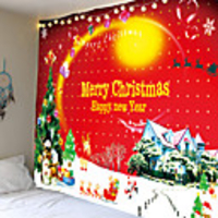Christmas Santa Claus Holiday Party Wall Tapestry Art Decor Blanket Curtain Picnic Tablecloth Hanging Home Bedroom Living Room Dorm Decoration Christmas Tree Santa Claus and Snowman