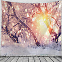 Christmas Santa Claus Holiday Party Wall Tapestry Art Decor Blanket Curtain Picnic Tablecloth Hanging Home Bedroom Living Room Dorm Decoration Christmas Tree Snow Scene