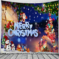 Christmas Santa Claus Holiday Party Wall Tapestry Art Decor Blanket Curtain Picnic Tablecloth Hanging Home Bedroom Living Room Dorm Decoration Christmas Tree Snowman Lantern Gift