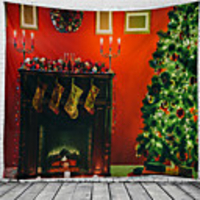 Christmas Santa Claus Holiday Party Wall Tapestry Art Decor Blanket Curtain Picnic Tablecloth Hanging Home Bedroom Living Room Dorm Decoration Fireplace Gift