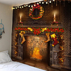 Christmas Santa Claus Holiday Party Wall Tapestry Art Decor Blanket Curtain Picnic Tablecloth Hanging Home Bedroom Living Room Dorm Decoration Fireplace Stocking Gift Polyester