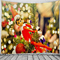 Christmas Santa Claus Holiday Party Wall Tapestry Art Decor Blanket Curtain Picnic Tablecloth Hanging Home Bedroom Living Room Dorm Decoration Gift Snow Tree Polyester