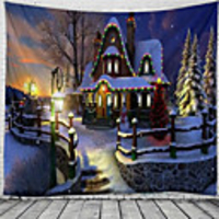 Christmas Santa Claus Holiday Party Wall Tapestry Art Decor Blanket Curtain Picnic Tablecloth Hanging Home Bedroom Living Room Dorm Decoration House Polyester