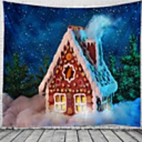 Christmas Santa Claus Holiday Party Wall Tapestry Art Decor Blanket Curtain Picnic Tablecloth Hanging Home Bedroom Living Room Dorm Decoration House Snow Polyester