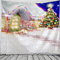 Christmas Santa Claus Holiday Party Wall Tapestry Art Decor Blanket Curtain Picnic Tablecloth Hanging Home Bedroom Living Room Dorm Decoration House Snow Polyester