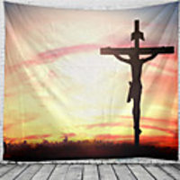 Christmas Santa Claus Holiday Party Wall Tapestry Art Decor Blanket Curtain Picnic Tablecloth Hanging Home Bedroom Living Room Dorm Decoration Jesus Cross Polyester
