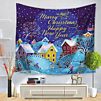 Christmas Santa Claus Holiday Party Wall Tapestry Art Decor Blanket Curtain Picnic Tablecloth Hanging Home Bedroom Living Room Dorm Decoration Polyester Christmas House Ski