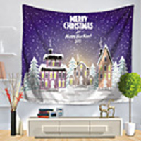 Christmas Santa Claus Holiday Party Wall Tapestry Art Decor Blanket Curtain Picnic Tablecloth Hanging Home Bedroom Living Room Dorm Decoration Polyester Christmas House White Snow