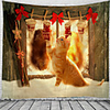 Christmas Santa Claus Holiday Party Wall Tapestry Art Decor Blanket Curtain Picnic Tablecloth Hanging Home Bedroom Living Room Dorm Decoration Polyester Window Gift Cat Animal
