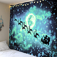Christmas Santa Claus Holiday Party Wall Tapestry Art Decor Blanket Curtain Picnic Tablecloth Hanging Home Bedroom Living Room Dorm Decoration Santa Claus Elk Sleigh miniinthebox