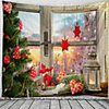 Christmas Santa Claus Holiday Party Wall Tapestry Art Decor Blanket Curtain Picnic Tablecloth Hanging Home Bedroom Living Room Dorm Decoration Window Gift Snow Tree Polyester