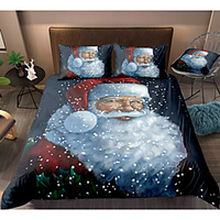 Christmas Santa Claus Print 3-Piece Duvet Cover Set Hotel Bedding Sets Comforter Cover with Soft Lightweight Microfiber For Holiday Decoration(Include 1 Duvet Cover and 1or 2 Pillowcases)