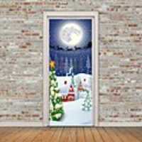 Christmas Self-adhesive Creative Door Stickers Living Room Diy Decoration Home Waterproof Wall Stickers
