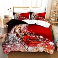 Christmas Series 3-Piece Duvet Cover Set Hotel Bedding Sets Comforter Cover with Soft Lightweight Microfiber For Holiday Decoration(Include 1 Duvet Cover and 1or 2 Pillowcases)