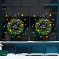 Christmas Snowflake Green Plant Pine Garland Double-sided Wall Sticker Static Electricity No Glue