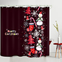 Christmas Snowman Christmas Tree Digital Printing Shower Curtain Shower Curtains Hooks Modern Polyester New Design