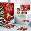 Christmas Snowman Santa Digital Printing Four-piece Set Shower Curtains and Hooks Modern Polyester Machine Made Waterproof Bathroom