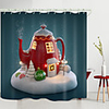 Christmas Teapot Digital Printing Shower Curtain Shower Curtains Hooks Modern Polyester New Design