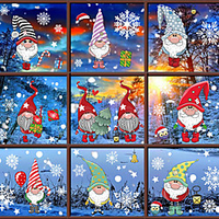 Christmas Toys Christmas Window Clings Window Stickers Wall Decals Santa Claus Reindeer Waterproof Removable Party Favor PVC 6 pcs Kid