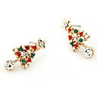 Christmas Tree Alloy Zircon Acrylic Earrings