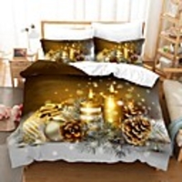 Christmas Tree Print 3-Piece Duvet Cover Set Hotel Bedding Sets Comforter Cover with Soft Lightweight Microfiber For Holiday Decoration(Include 1 Duvet Cover and 1or 2 Pillowcases)