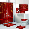 Christmas Tree Red Chandelier Digital Printing Four-piece Set Shower Curtains and Hooks Modern Polyester Machine Made Waterproof Bathroom