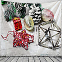 Christmas Wall Tapestry Art Decor Blanket Curtain Picnic Tablecloth Hanging Home Bedroom Living Room Dorm Decoration Polyester Gift Ball