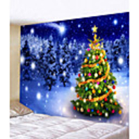 Christmas Weihnachten Santa Claus Wall Tapestry Art Decor Blanket Curtain Picnic Tablecloth Hanging Home Bedroom Living Room Dorm Decoration Christmas Tree Snow Forrest Star Polyester