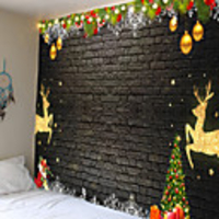 Christmas Weihnachten Wall Tapestry Art Decor Blanket Curtain Picnic Tablecloth Hanging Home Bedroom Living Room Dorm Decoration Tree Gift Snowflake Elk Polyester