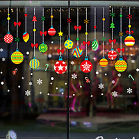 Christmas Window Stickers Merry Christmas Colorful Pendants Household Wall Sticker DIY Wall Decals Festival Murals Xmas New Year Decor
