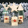 Christmas Wooden Ornament Decoration Creative Log Christmas Elk Head Table Pendulum Christmas Tree Five-pointed Star