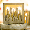 Christmas Wooden Small Square Box With Lights Closet Pendant