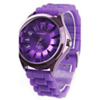 Chrysanthemum Shaped Metal Dial Design Quartz Unisex Wrist Watch - Purple