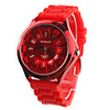 Chrysanthemum Shaped Metal Dial Design Quartz Unisex Wrist Watch - Red