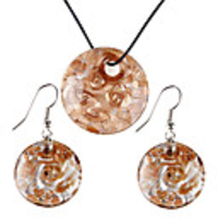 Circular Golden Brown Necklace with Earring