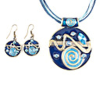 Circular Metal Oil Drip Earring Nacklace Suit