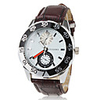 Classcial PU Quartz Wrist Watch With Brown Band For Men