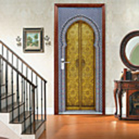 Classic Islamic Self-adhesive Creative Door Stickers For Living Room DIY Decorative Home Waterproof Wall Stickers