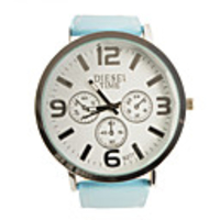 Classic Style PU Leather Band Big Dial Women Men Lady