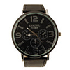 Classic Style PU Leather Band Big Dial Women Men Wrist Watch - Black