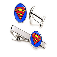classic superman tie clip,  man of steel cufflinks tack,  justice league jewelry cuff links,  superhero wedding party jewelry