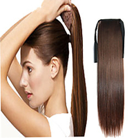 claw clip drawstring synthetic 16 inch long straight ponytail