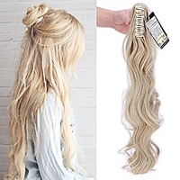 claw on ponytail extensions 24/60cm curly wavy hair extension natural effect synthetic hairpiece - ash blonde mix bleach blonde miniinthebox
