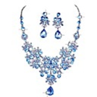clearance! charm wedding bridal crystal necklace earrings jewelry set fine rhinestone women