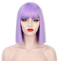 Cleopatra Wig Pink Wig With Bangs Short Bob Wigs For Women Shoulder Length Cosplay Wig Heat Resistant Synthetic Wigs Party Daily Use Wig miniinthebox