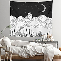 Cloud Moon Mermaid Wall Tapestry Art Decor Blanket Curtain Hanging Home Bedroom Living Room Decoration Polyester miniinthebox