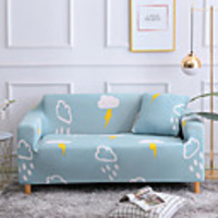 Cloud Print 1-Piece Sofa Cover Couch Cover Furniture Protector Soft Stretch Slipcover Spandex Jacquard Fabric Super Fit for 1~4 Cushion Couch and L Shape Sofa, Easy to Install(1 Free Cushion Cover)