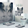 Clouds And Gray Wolf Mountain Digital Printing Four-piece Set Shower Curtains and Hooks Modern Polyester Machine Made Waterproof Bathroom