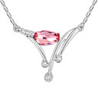 Clover Surround Water-drops Pattern Fashion Crystal Necklace